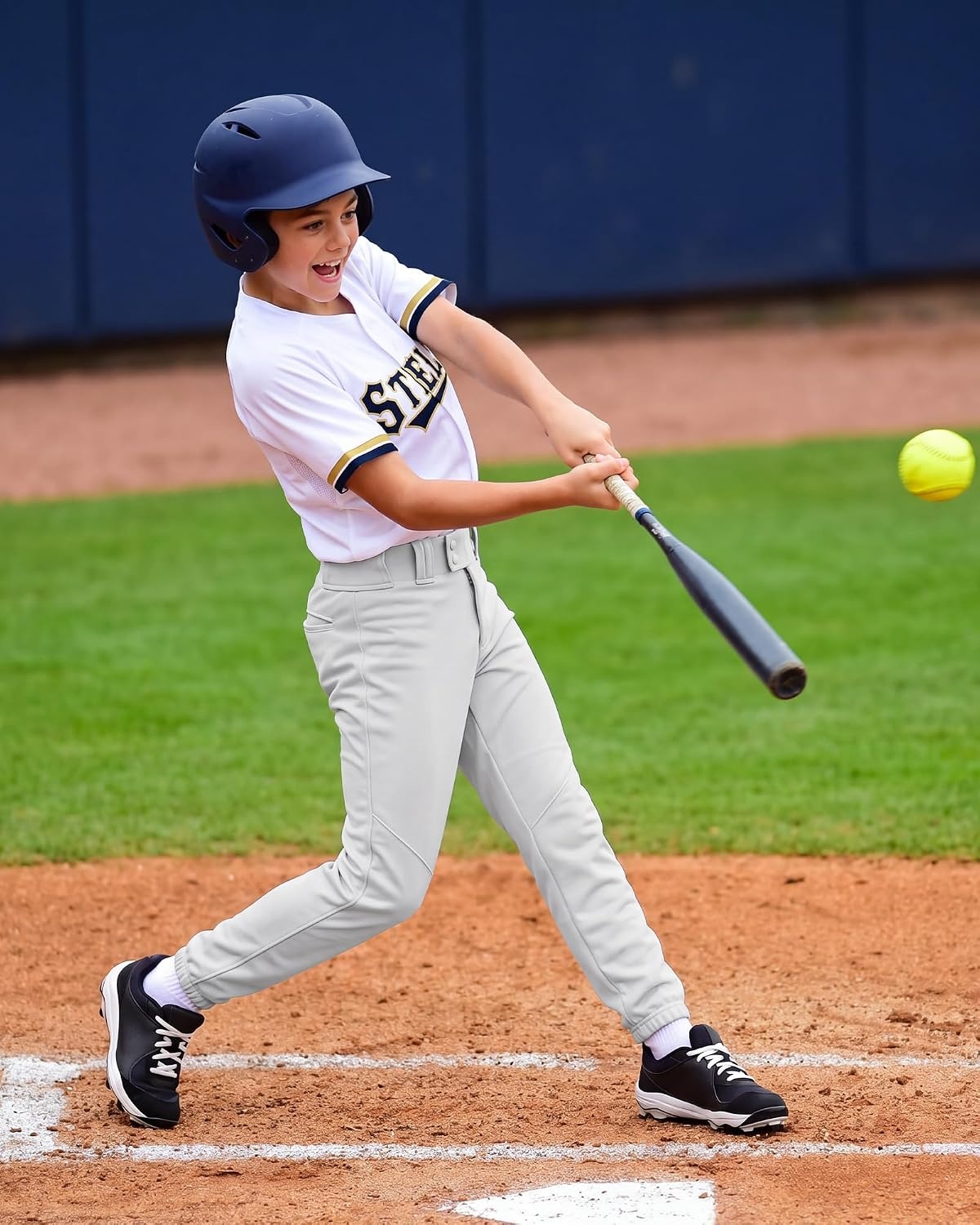 Stelle Boys Baseball Pants Youth with Pockets Kids Tee Ball 6-16 Years(Light Grey)