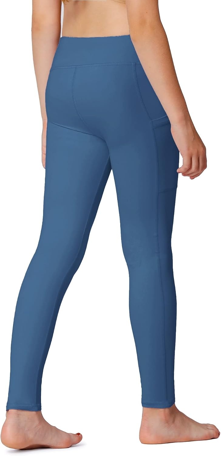 Stelle Girls Leggings with Pockets Kids Dance Yoga Running Athletic Pants(Atlantic Blue)