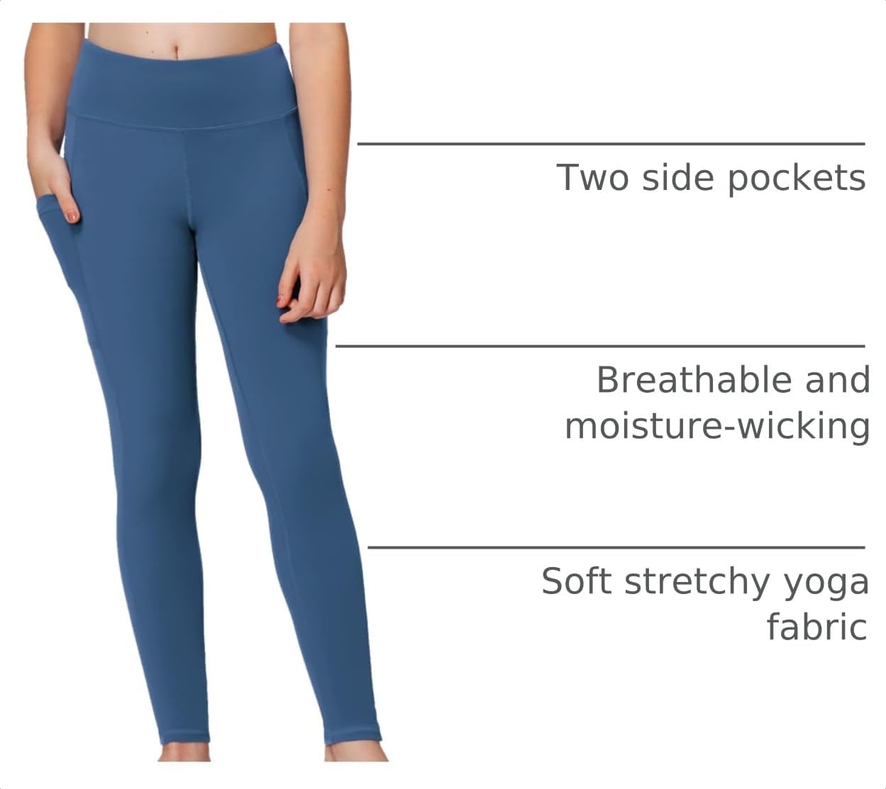 Stelle Girls Leggings with Pockets Kids Dance Yoga Running Athletic Pants(Atlantic Blue)