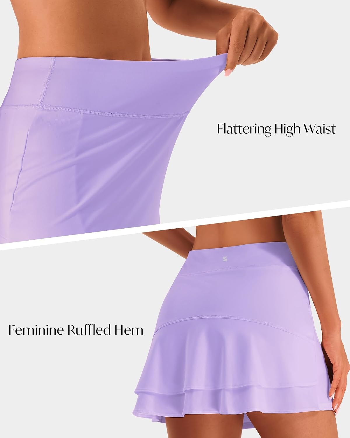 Stelle Tennis Skirts for Women Ruffle Athletic Golf Skorts with Pocket(Lilac)