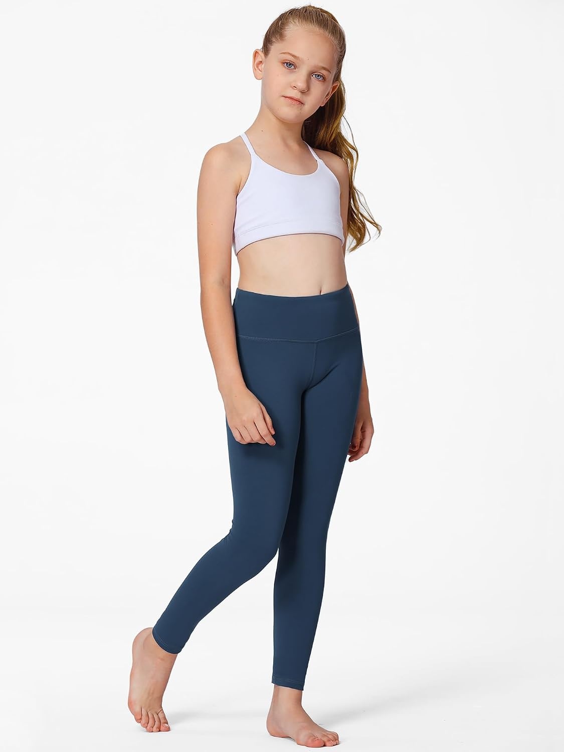 Stelle Girls Leggings with Hidden Pocket for Kids Dance Yoga Athletic Pants(Dark Navy)