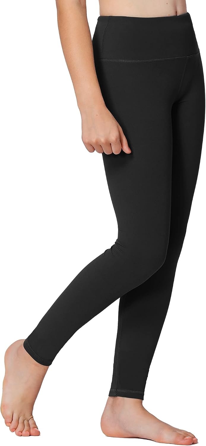 Stelle Girls Leggings with Hidden Pocket for Kids Dance Yoga Athletic Pants | High-rise waistband,Soft 4-way stretch,Moisture-wicking,Non see-through for dance,gymnastics,yoga,running and daily wear(Black-blue-navy)
