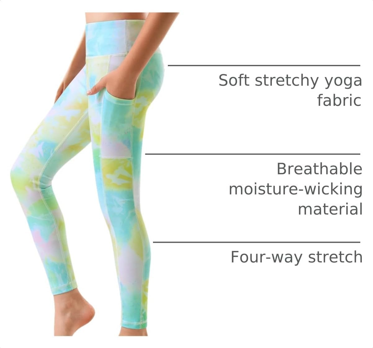 Stelle Girls Leggings with Pockets Kids Dance Yoga Running Athletic Pants(Spring Pastel)