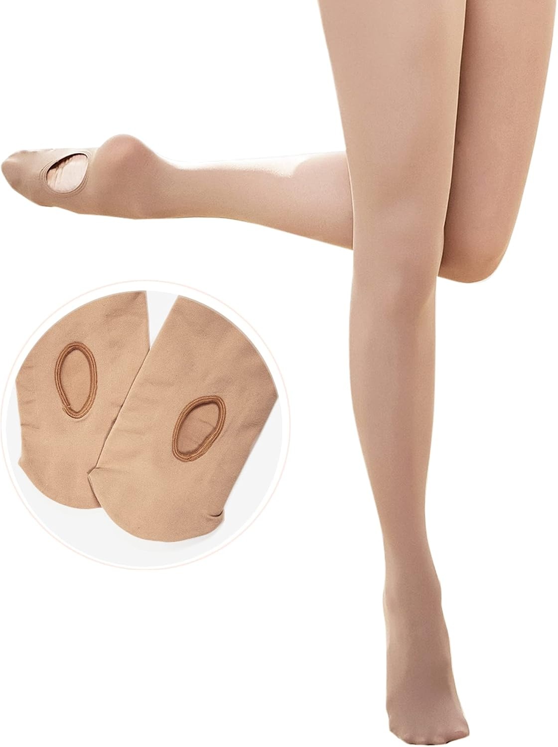 Stelle Girls’ Convertible & Transition Ballet Tights for Toddler Dance Kid(3-pack-tan)