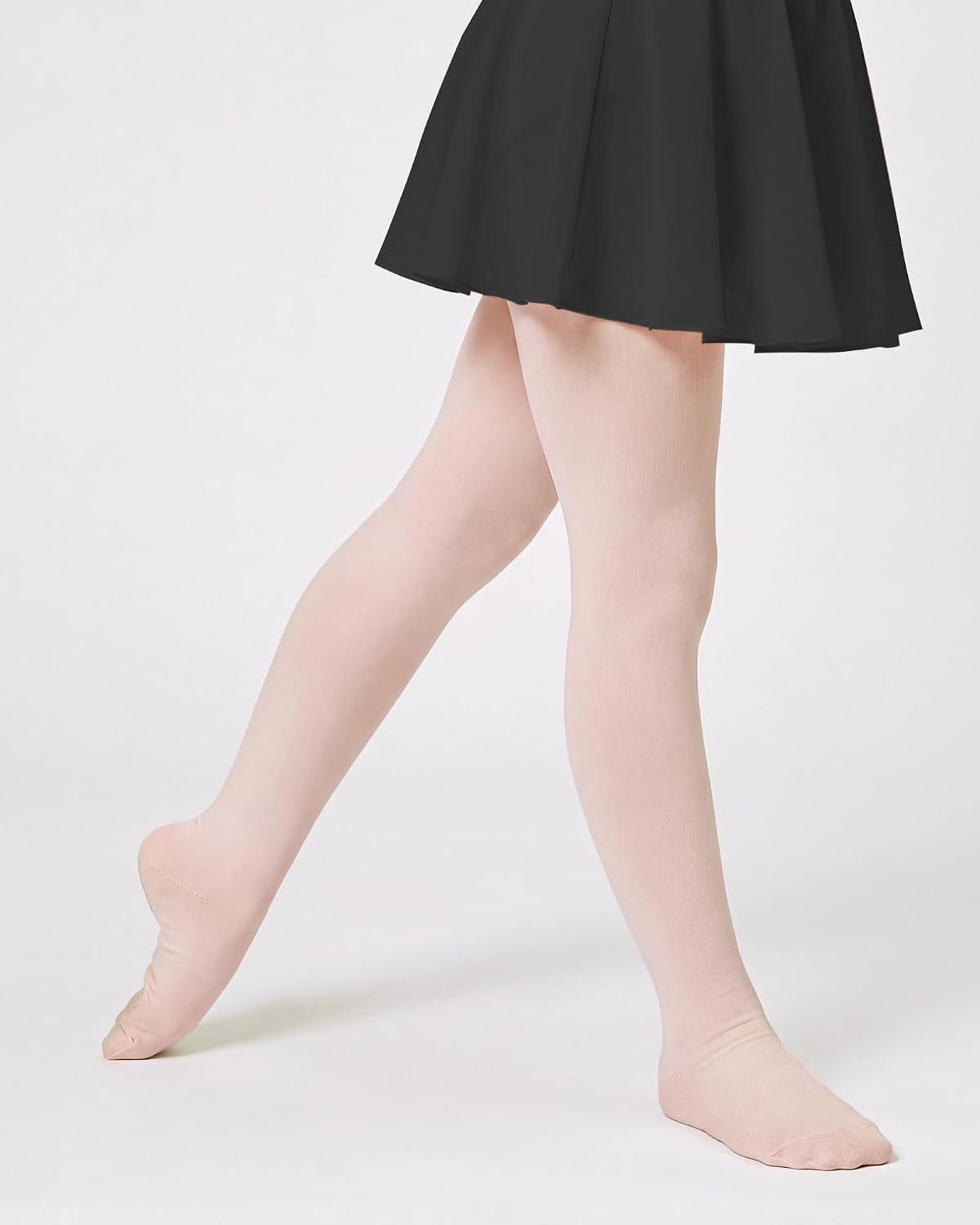 Stelle Girls Long Sleeve Leotard Dress with Footed Tights for Ballet/Dance(Black)