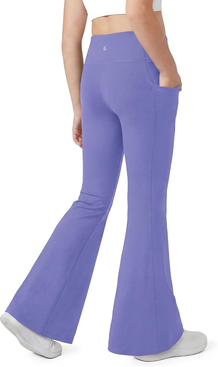 Stelle Girls Flare Leggings with Pockets High Waisted Yoga Dance Pants(Periwinkle)