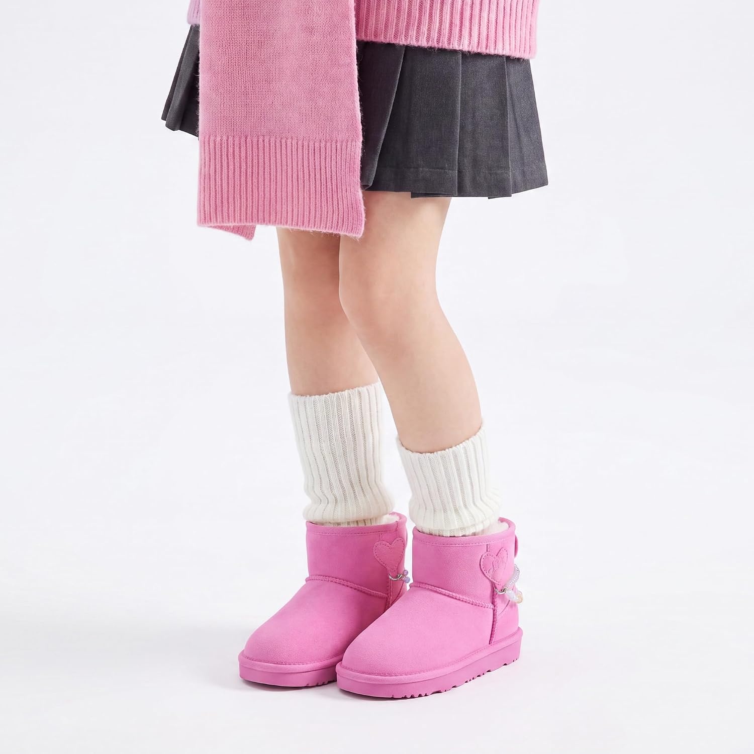 Stelle Girls Winter Boots Warm Fur Lined Snow Boots(Taffy Pink)