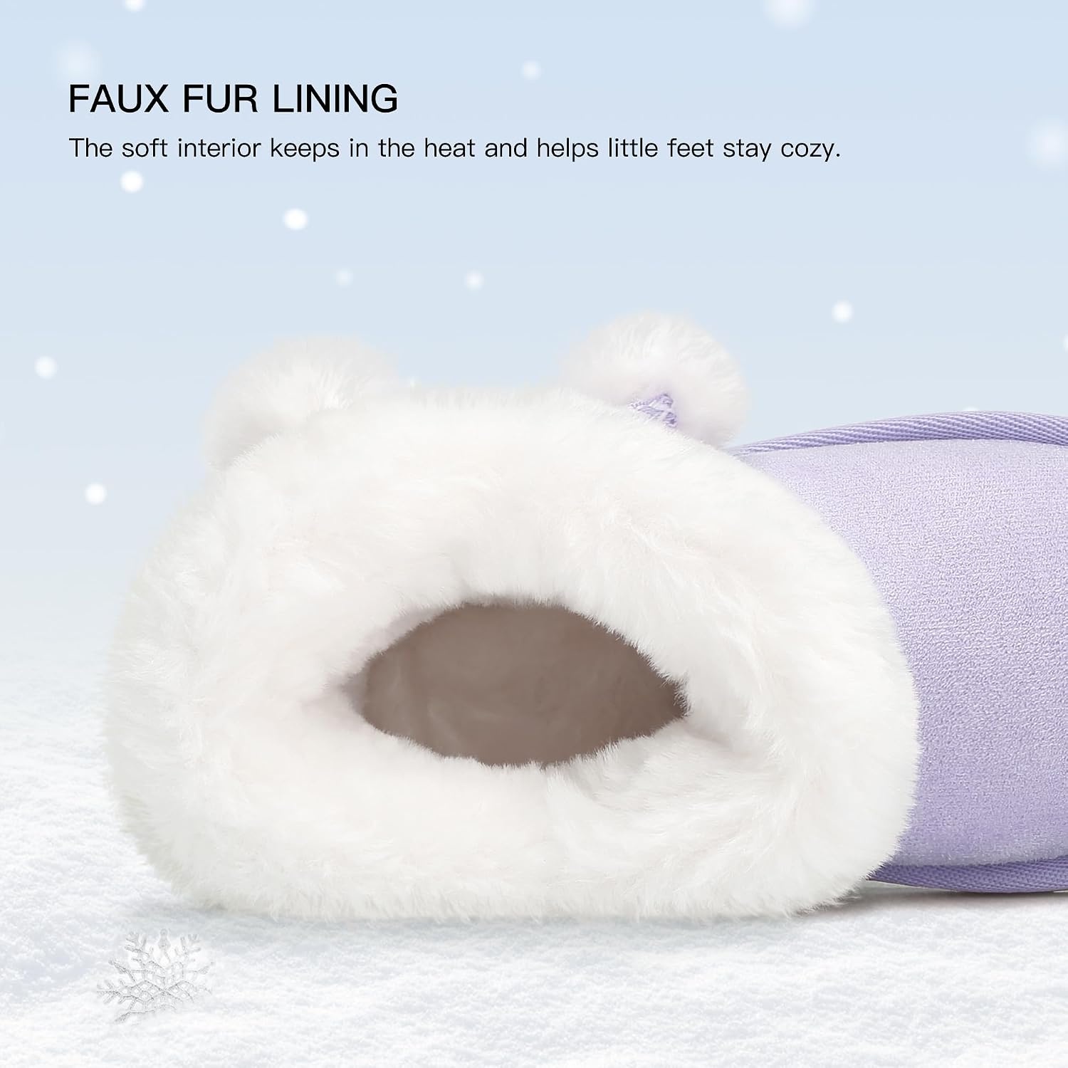 Stelle Girls Winter Boots Fuzzy Snow Boots for Kids(Lavender)