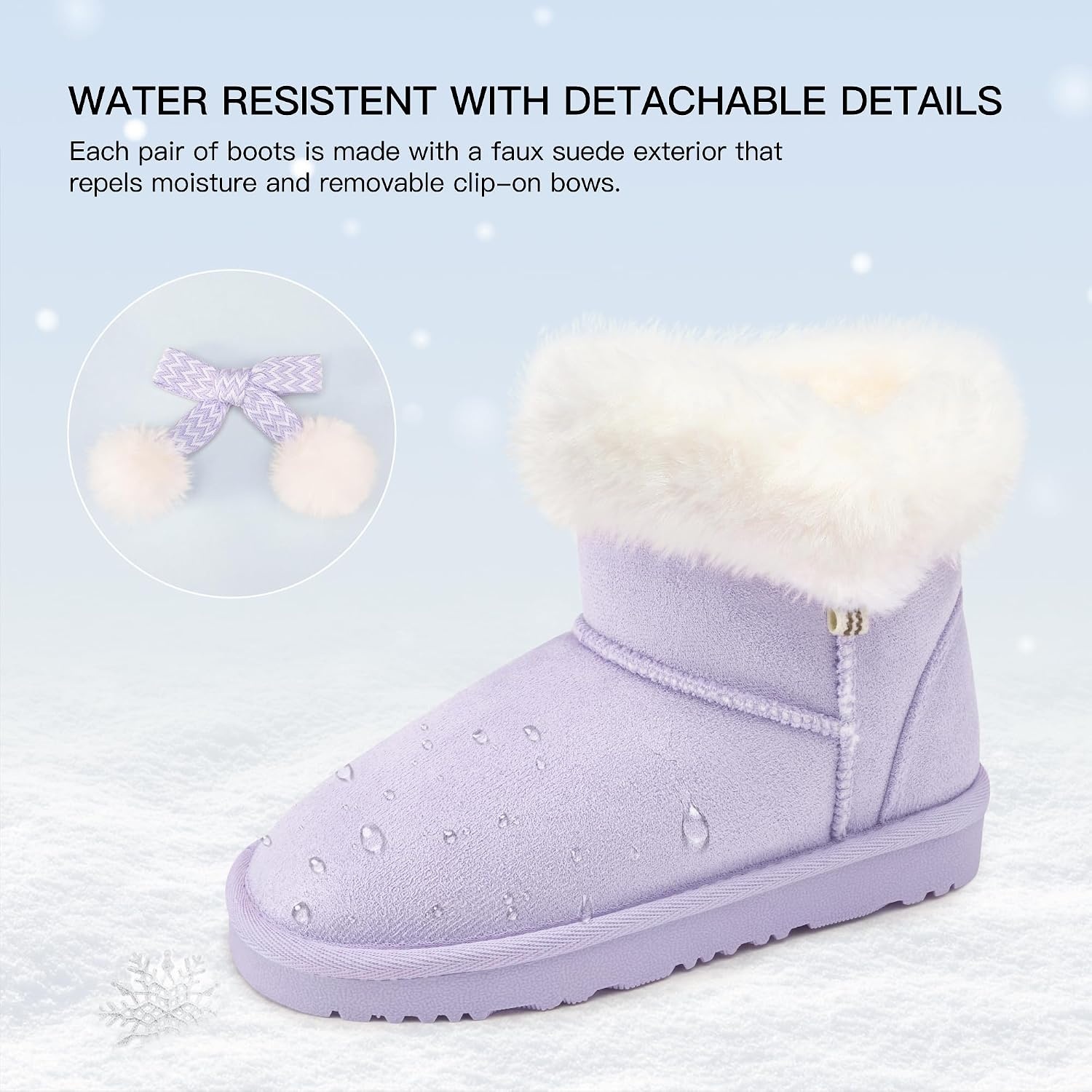 Stelle Girls Winter Boots Fuzzy Snow Boots for Kids(Lavender)