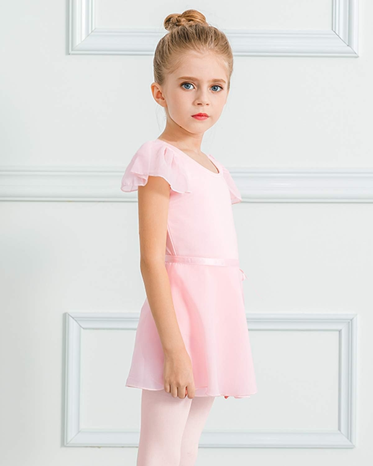 Stelle Ballet Leotards for Girls Toddler Dance Dress Outfit Combo with Skirt and Tights (Toddler/Little Kid/Big Kid)(3-ballet Pink (Ruffle Sleeve))