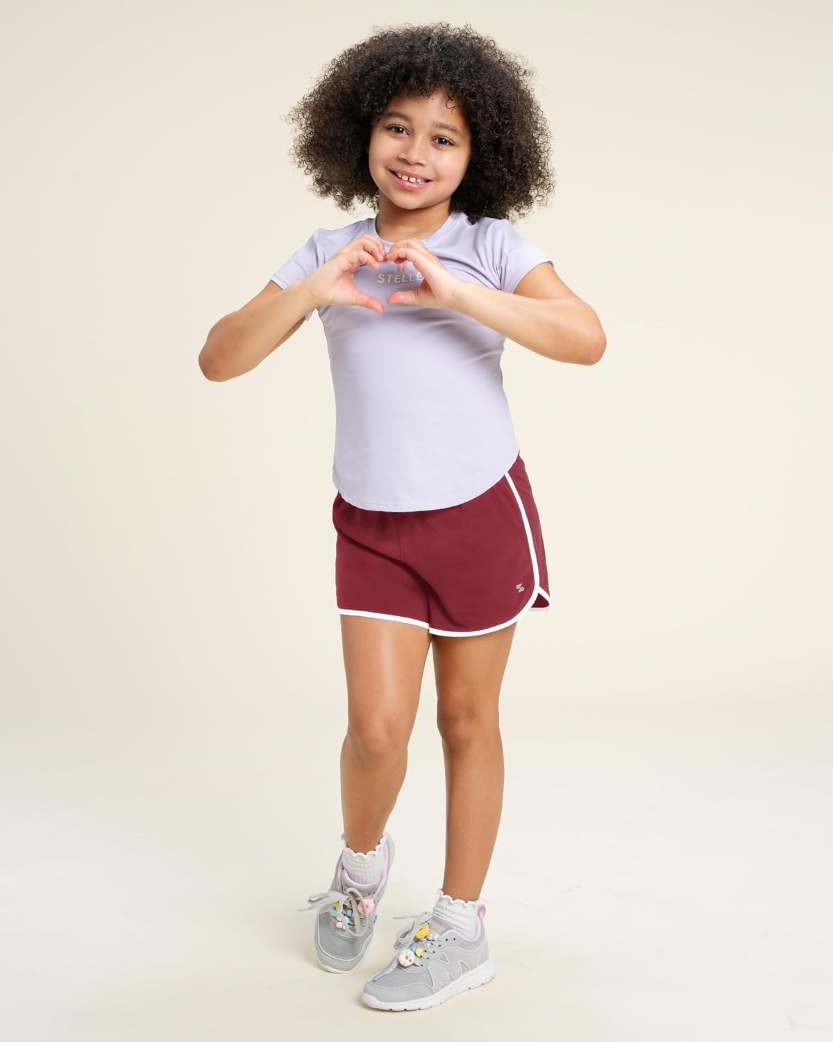 Stelle Girls Athletic Shorts with Pockets Girls Running Shorts Volleyball Soccer Shorts for Kids Elastic Waist(Maroon)