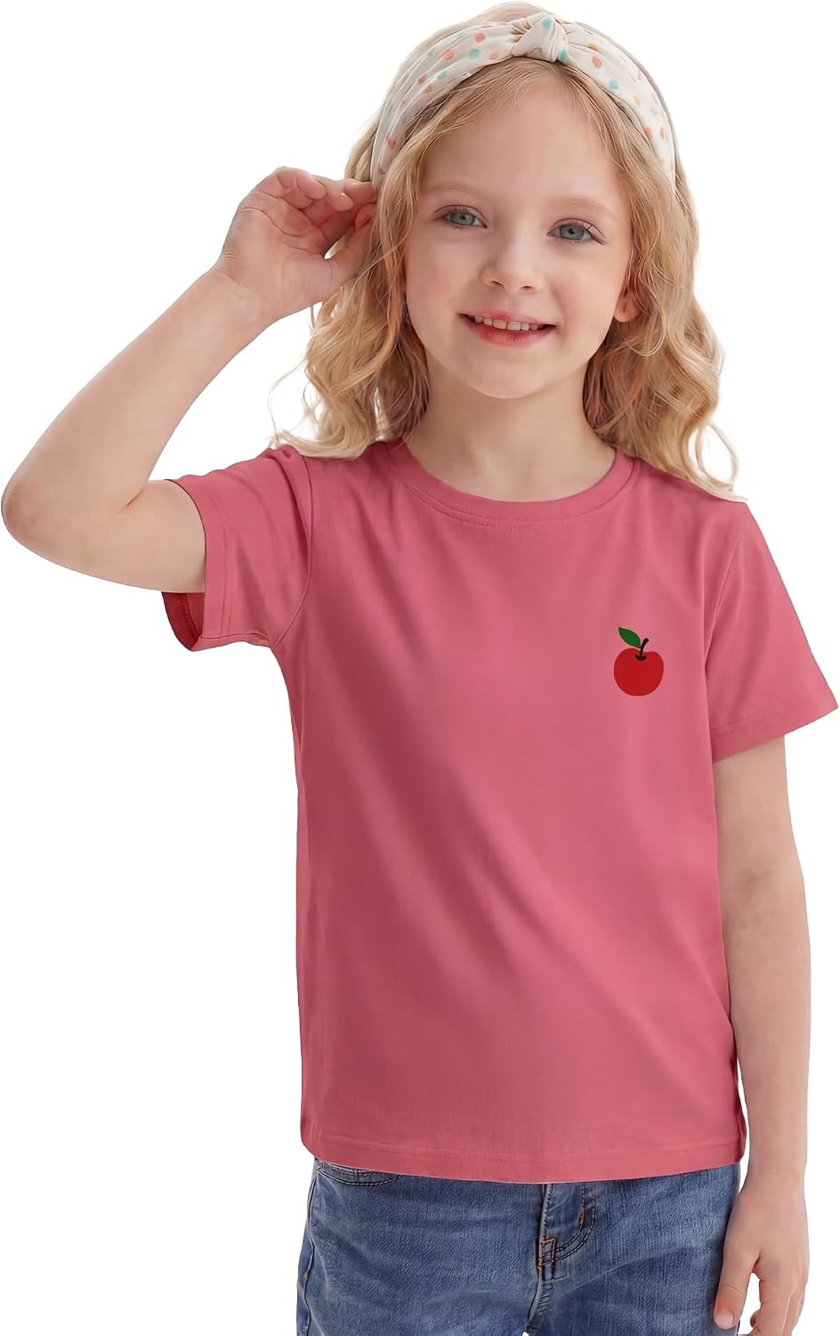 Stelle Girls T Shirts Graphic Tees Short Sleeve Tshirts Crewneck Cute Summer Casual Basic Tops for Kids Teen 4-15 Years(Apple Pop|watermelon)