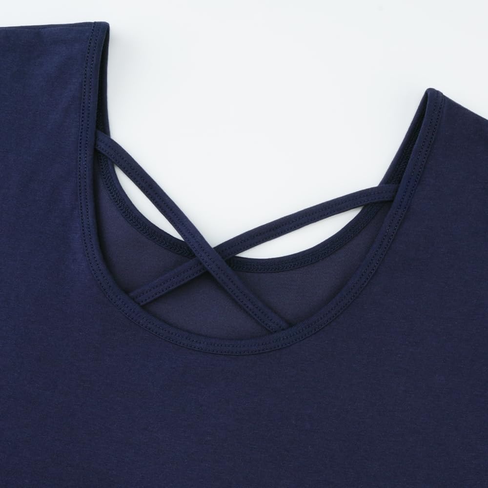 Stelle Girls Cotton Short Sleeve Twirl Skater Dress 3T-12Y | Twirl-Friendly Skirt, A Line,Criss Cross Back,Dress for School,Dance,Playwear,Casual,Active,Soft Stretch Breathable Comfy(A02-navy (Without Pocket))