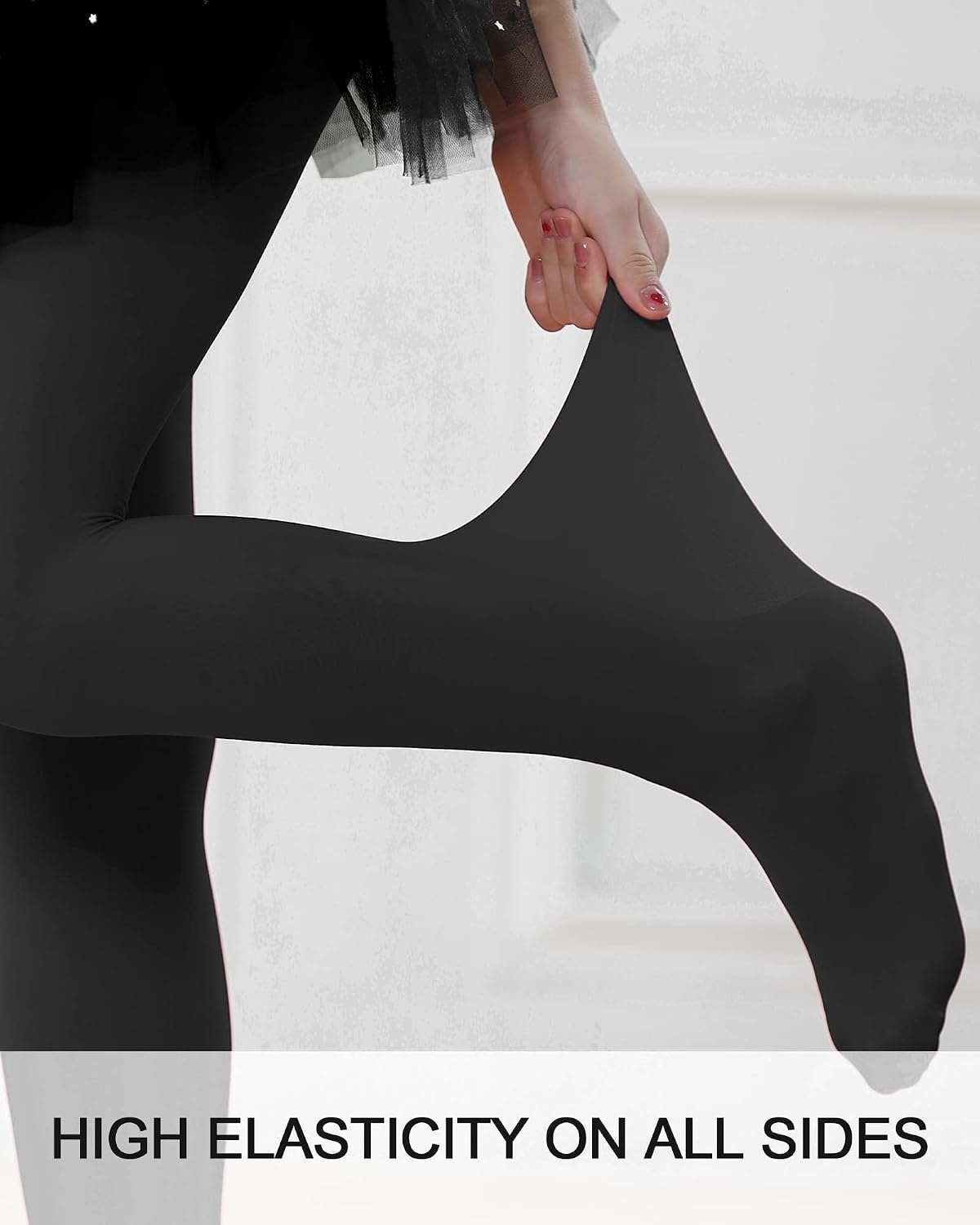 Stelle Girls Ballet Dance Tights Footed for Toddler Kid School Class 2T-15Y(1-black)