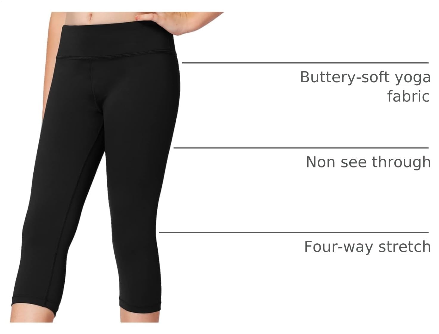 Stelle Girls Leggings with Hidden Pocket for Kids Dance Yoga Athletic Pants | High-rise waistband,Soft 4-way stretch,Moisture-wicking,Non see-through for dance,gymnastics,yoga,running and daily wear(A4-capri-black)