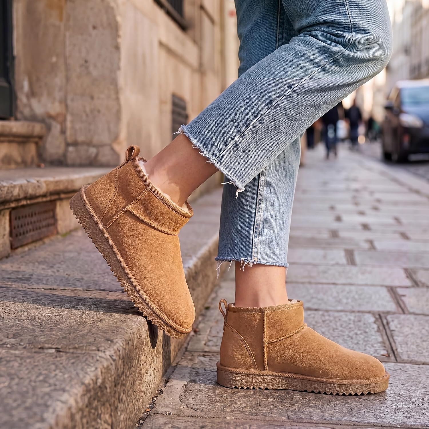 Stelle Winter Boots for Women Warm Ankle Snow Boots(Chestnut)