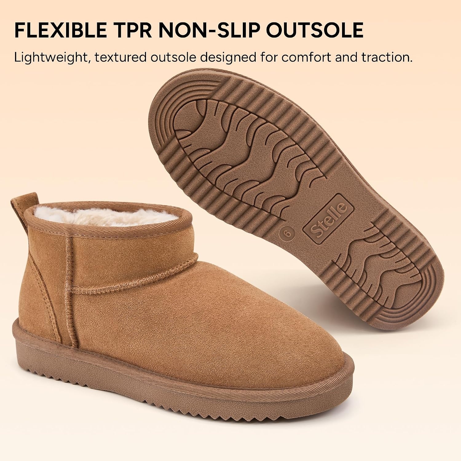 Stelle Winter Boots for Women Warm Ankle Snow Boots(Chestnut)