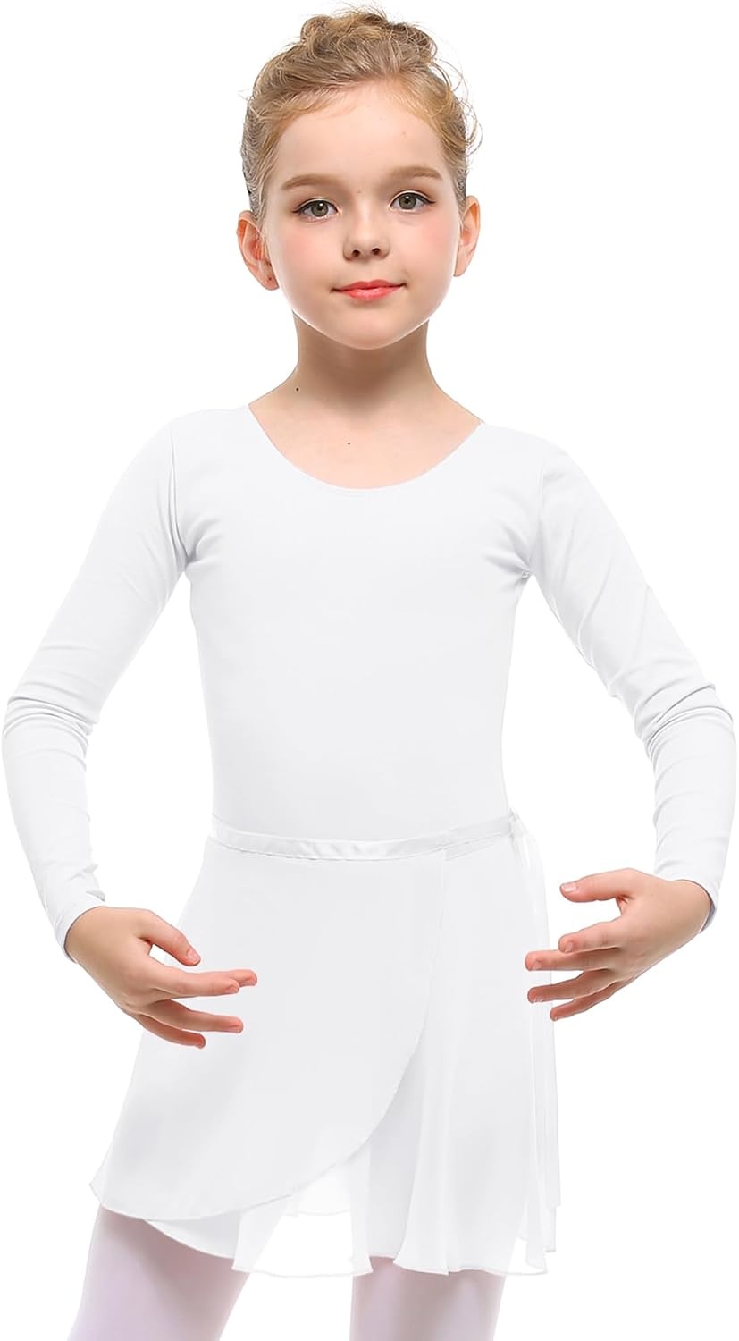 Stelle Ballet Leotards for Girls Toddler Dance Dress Outfit Combo with Skirt and Tights (Toddler/Little Kid/Big Kid)(White)