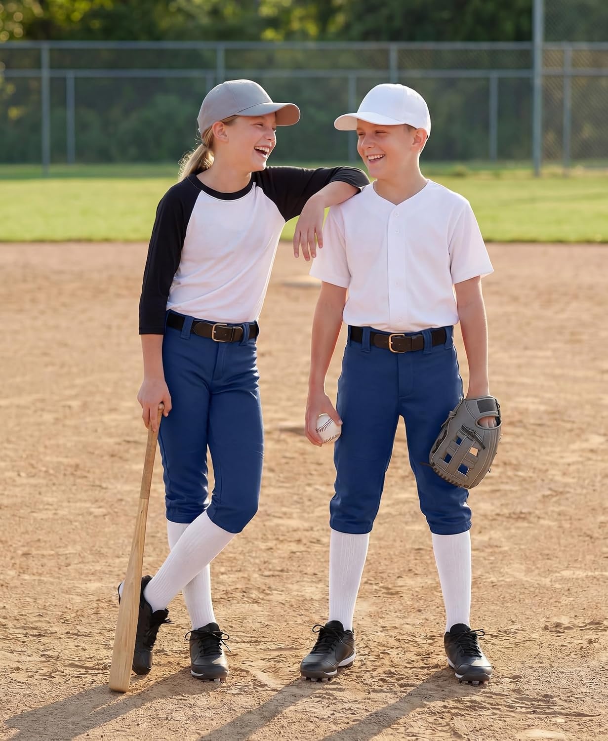 Stelle Girls Softball Pants Knickers Style with Pockets for Youth Kids | Knee-high, Fastpitch, Tee Ball, Belt Loops, Double Knee Performance, Durable, Practice, Game Day, Elastic Leg Openings(Navy)