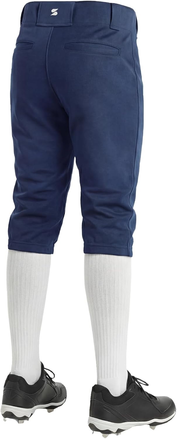 Stelle Girls Softball Pants Knickers Style with Pockets for Youth Kids | Knee-high, Fastpitch, Tee Ball, Belt Loops, Double Knee Performance, Durable, Practice, Game Day, Elastic Leg Openings(Navy)