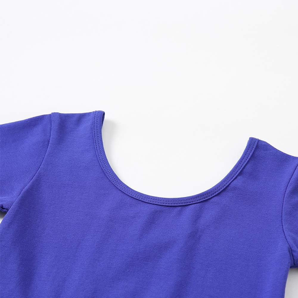 Stelle Girls Cotton Short Sleeve Twirl Skater Dress 3T-12Y(A02-royal Blue (Without Pocket))