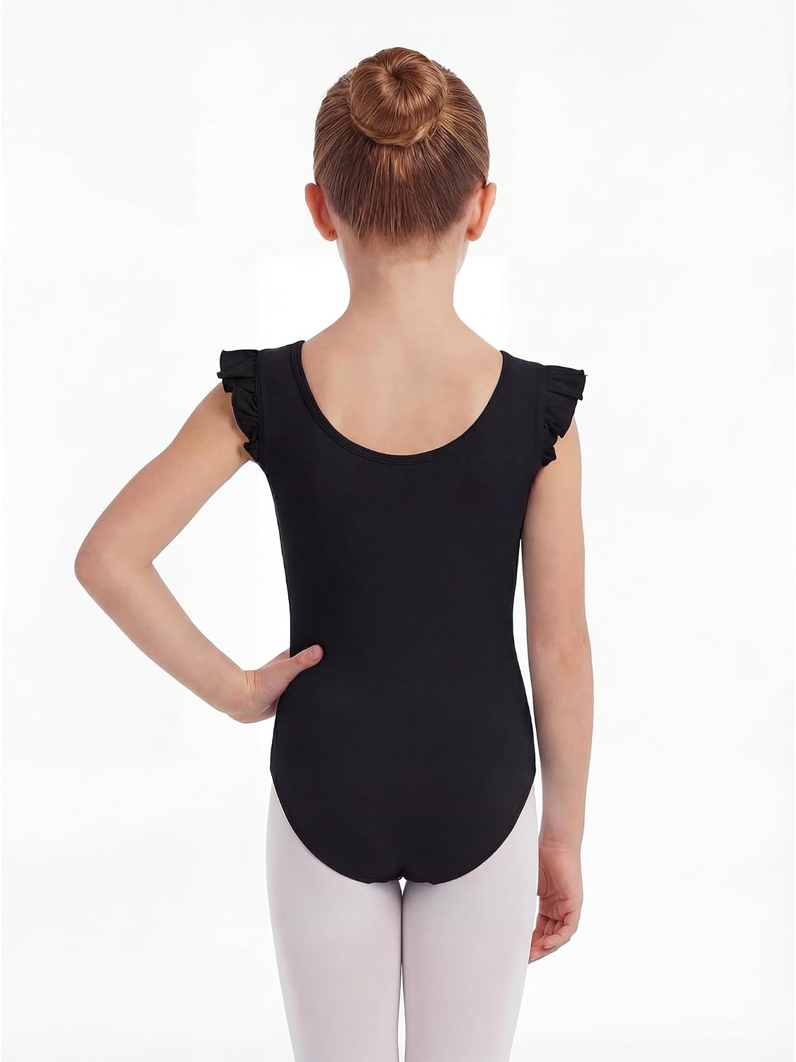 Stelle Ballet Leotards for Girls Ruffle Sleeve Gymnastics Dancewear 2-14Y | Ruffle Flutter Sleeve, Breathable, Stretch fabric, Comfortable fit, Gymnastics & Ballet, Toddler dancewear, Kids bodysuit(Black)