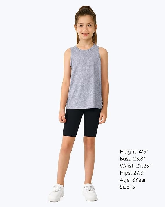 Stelle Girls 4″/8″ Volleyball Shorts Youth Bike Shorts Athletic Yoga Dance Gymnastics Compression Shorts with Pockets(8black+black)