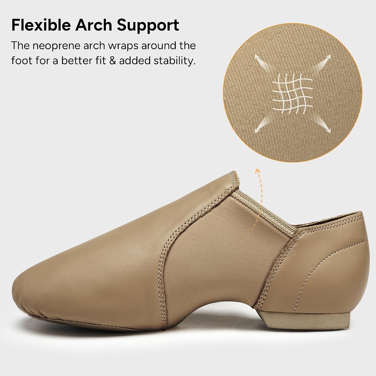 Stelle Jazz Shoes for Women Leather Dance Shoes Unisex | Genuine leather, Split sole design, Breathable comfort, Arch support, Non-slip outsole, Flexible movement(Latte)