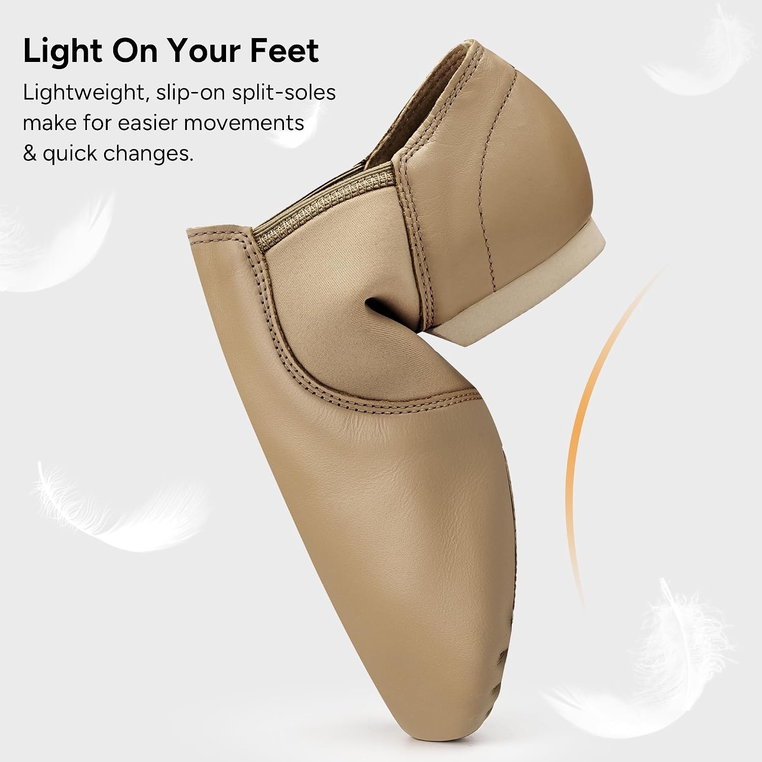 Stelle Jazz Shoes for Women Leather Dance Shoes Unisex | Genuine leather, Split sole design, Breathable comfort, Arch support, Non-slip outsole, Flexible movement(Latte)