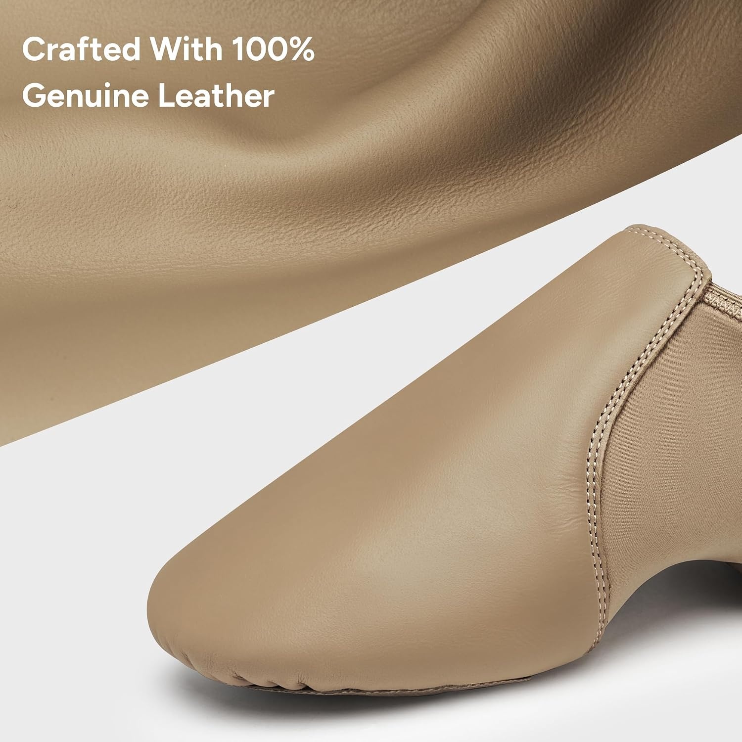 Stelle Jazz Shoes for Women Leather Dance Shoes Unisex | Genuine leather, Split sole design, Breathable comfort, Arch support, Non-slip outsole, Flexible movement(Latte)