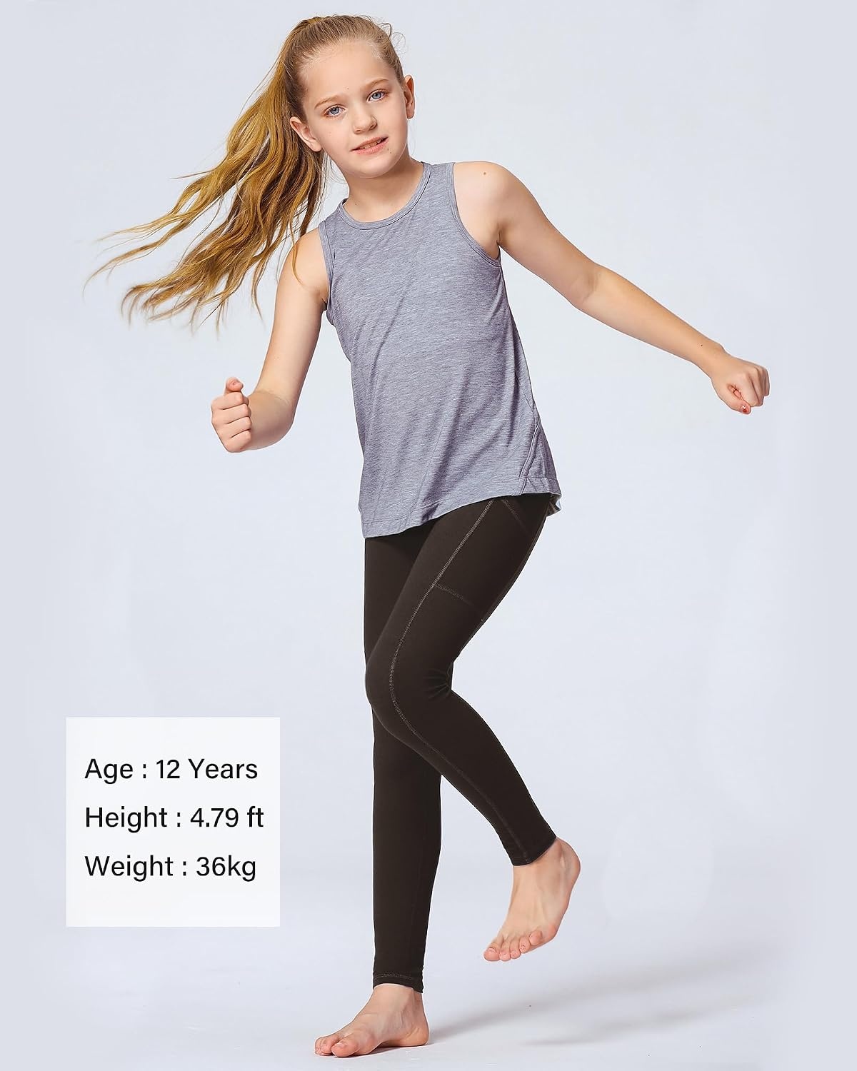 Stelle Girls Leggings with Pockets Kids Dance Yoga Running Athletic Pants(Espresso(2 Side Pocket))