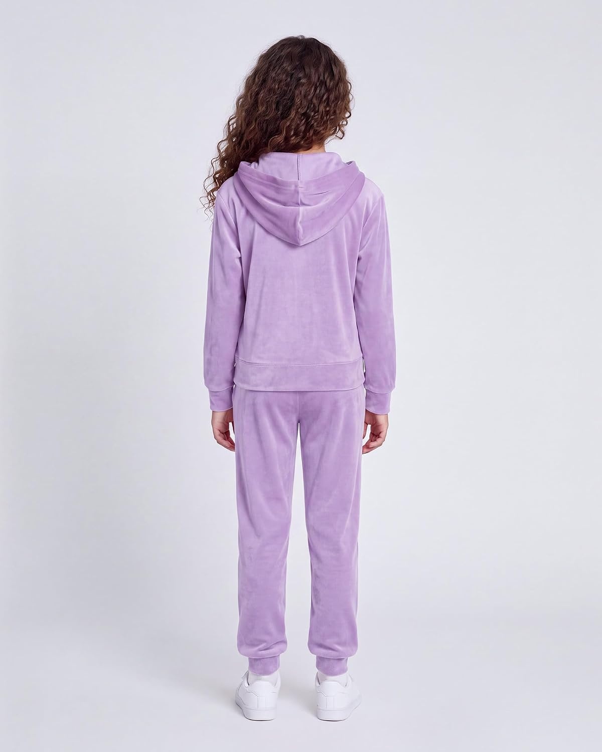 Stelle Girls Velour Tracksuits Zip Up Hoodies Joggers with Pockets 5-15 Y(Lilac)