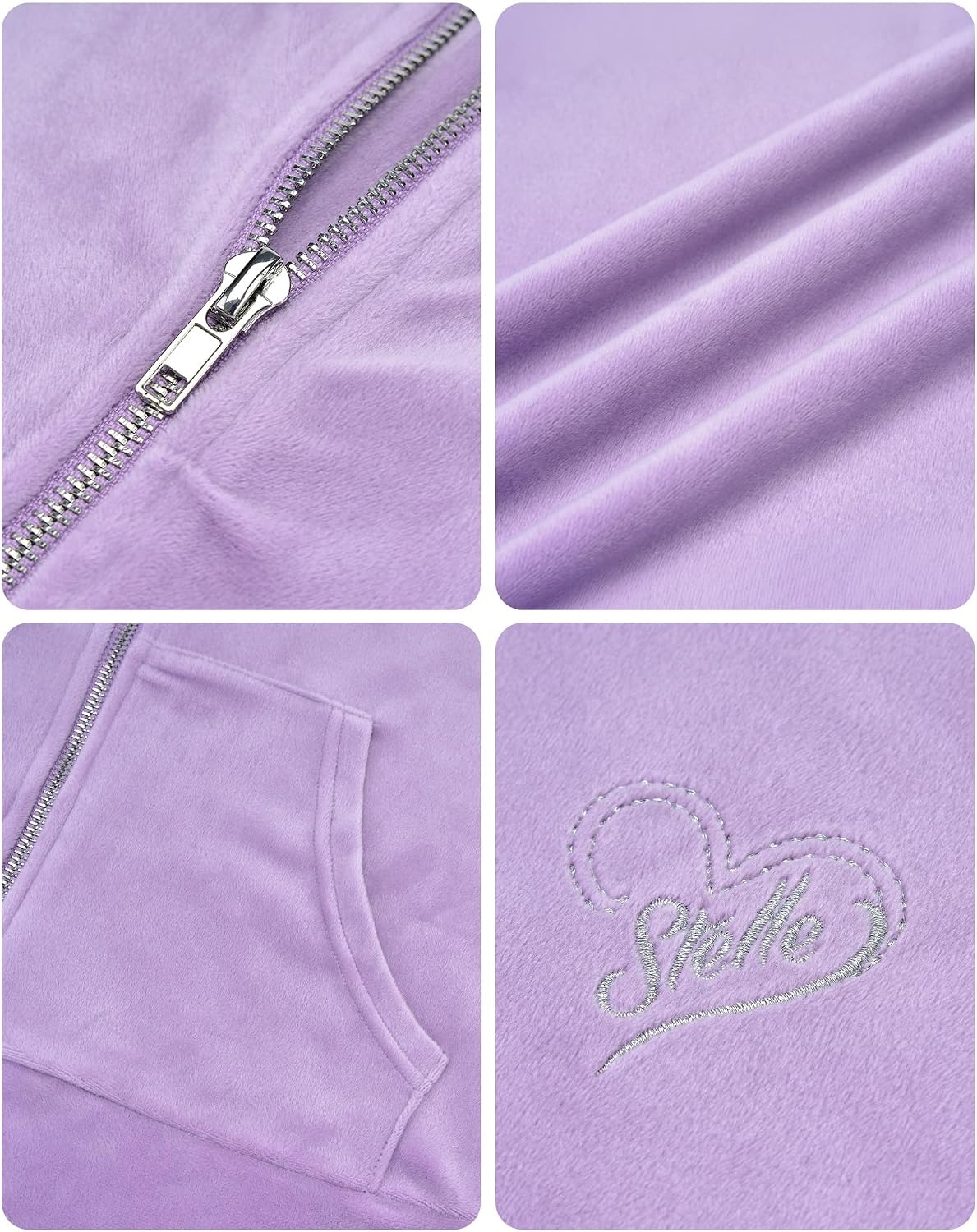 Stelle Girls Velour Tracksuits Zip Up Hoodies Joggers with Pockets 5-15 Y(Lilac)