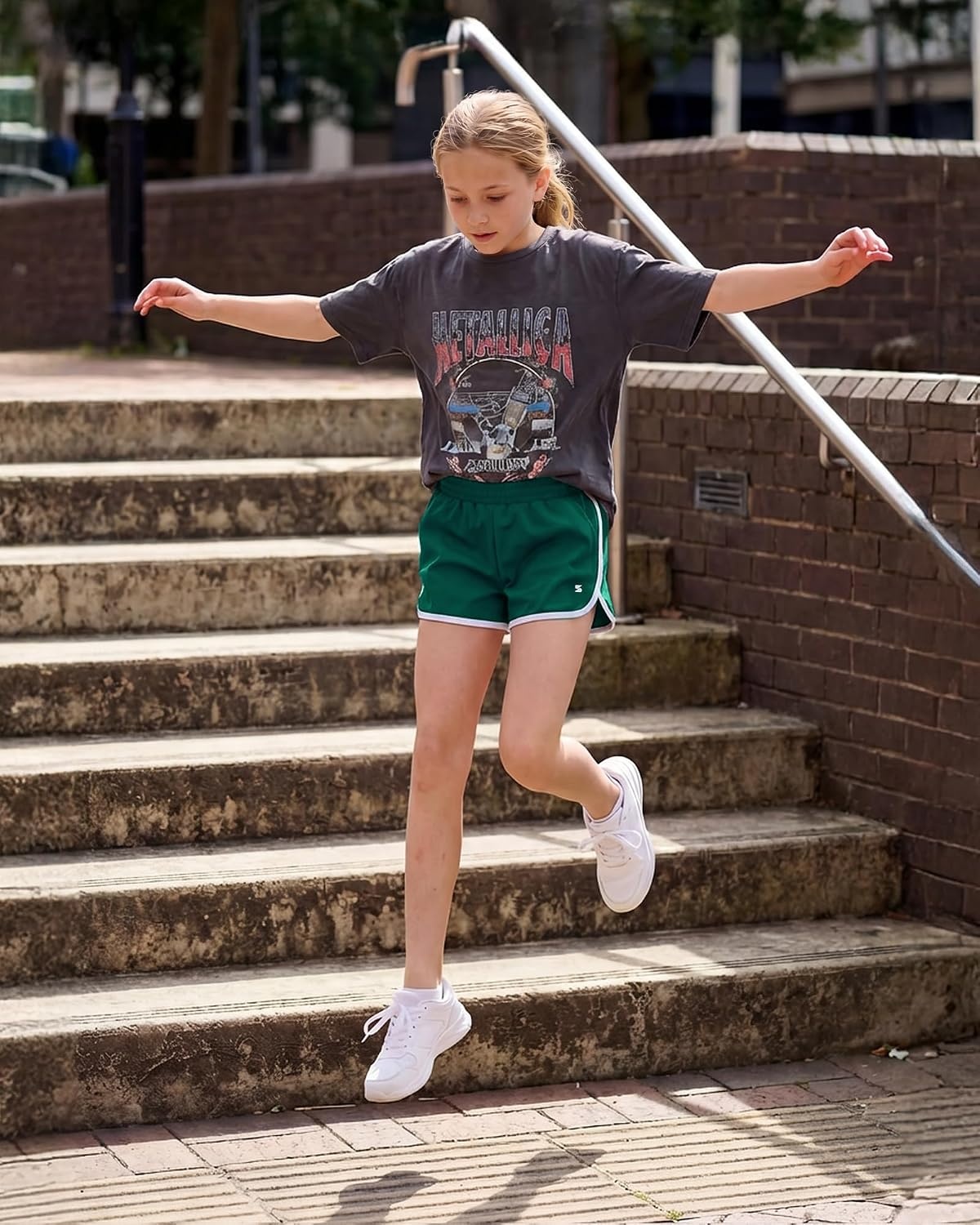 Stelle Girls Athletic Shorts with Pockets Quick Dry Running Shorts Gymnastics Basketball Short for Teen Kids(Evergreen)