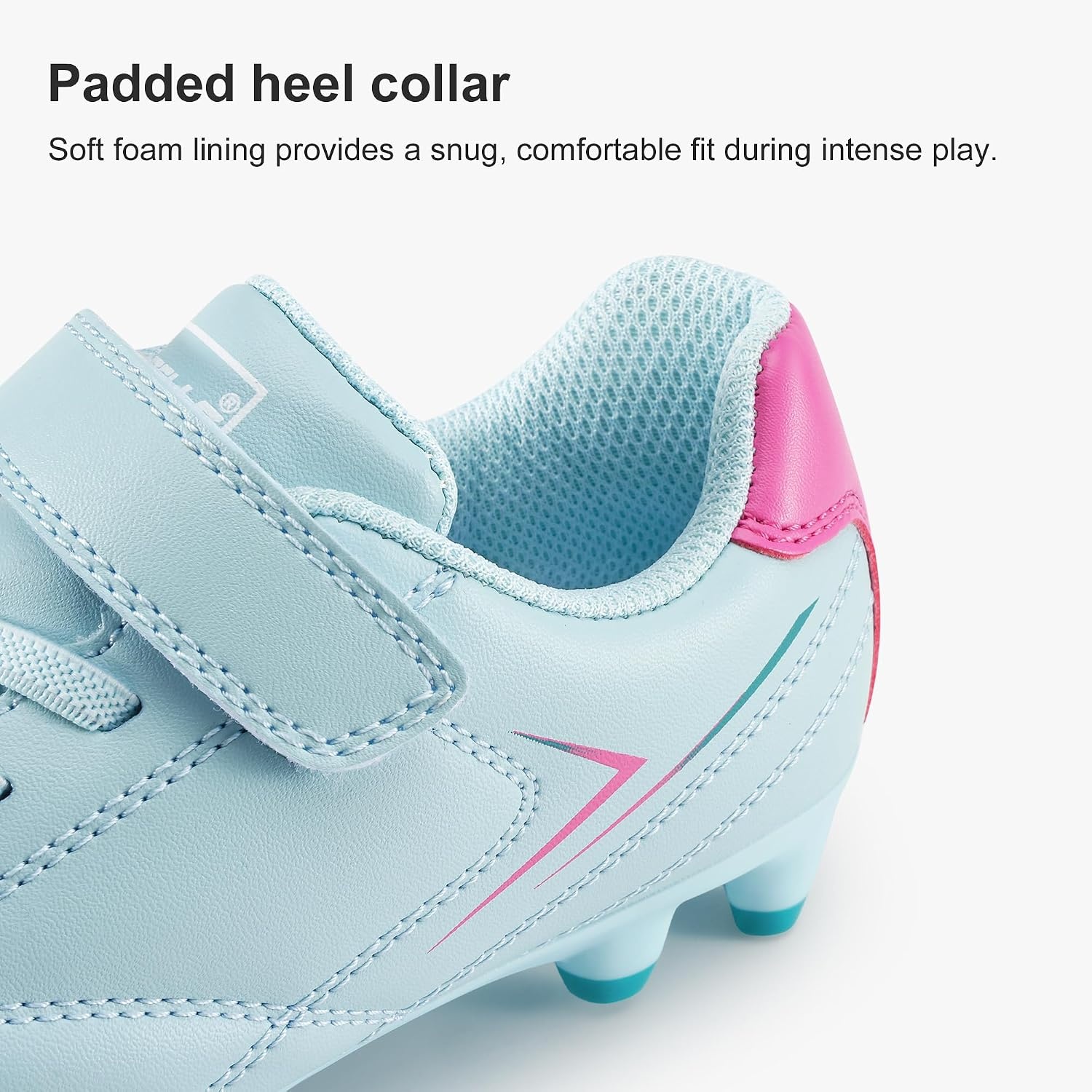 Stelle Girls Soccer Cleats for Kids Training Matches Outdoor Play | Firm Ground Lightweight Upper Lace-Up Fit Breathable Lining Cushioned Collar Baseball & Softball Little To Big Kids(Aqua)
