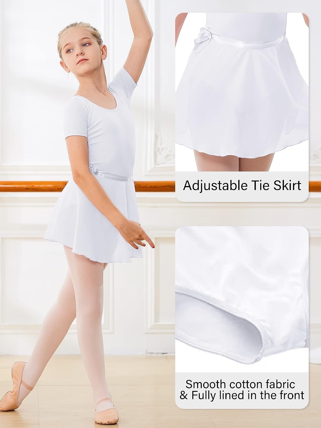 Stelle Ballet Leotards for Girls Toddler Dance Dress Outfit Combo with Skirt and Tights (Toddler/Little Kid/Big Kid)(1-white)