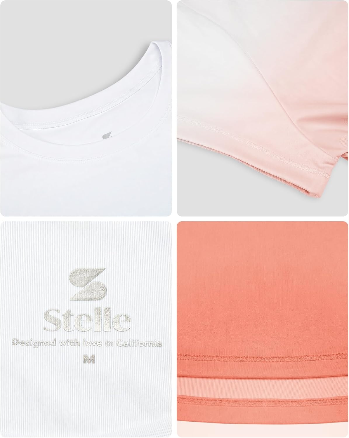 Stelle Girls Athletic Shirts Short Sleeve Running Dry Fit Tops Kids Teens(Coral)