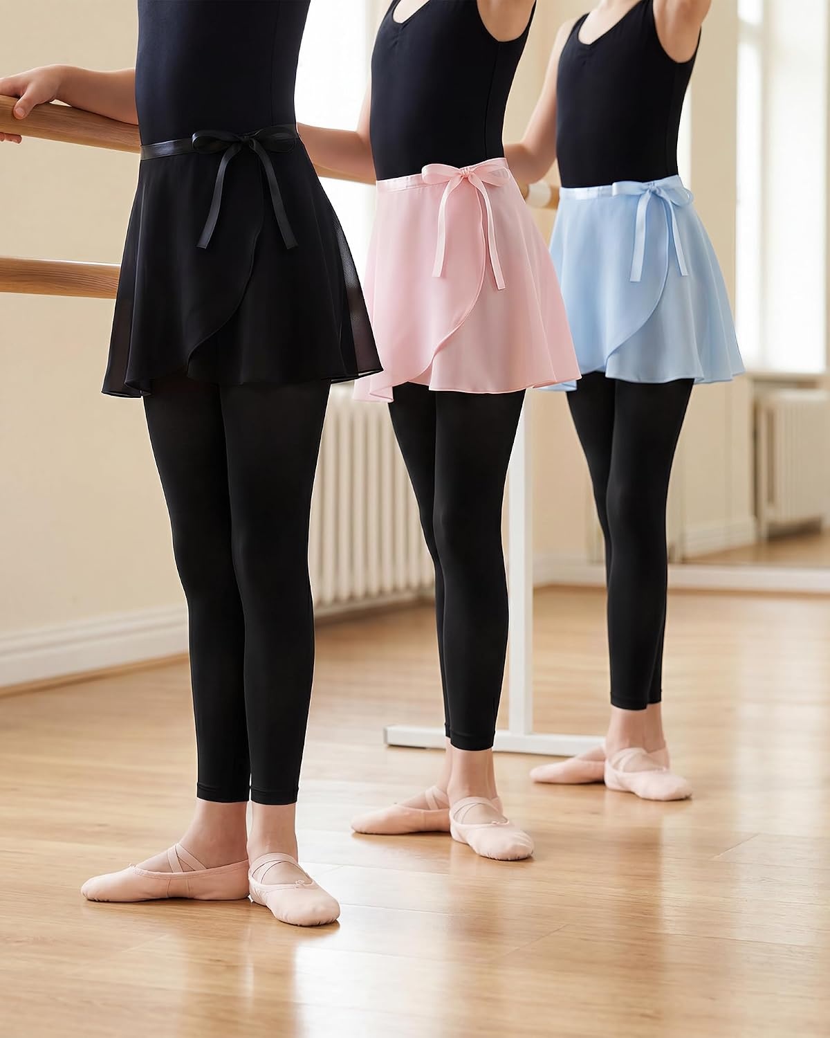 Stelle Footless Dance Tights for Girls Ballet Kids Toddler 2T-15Y(Black)