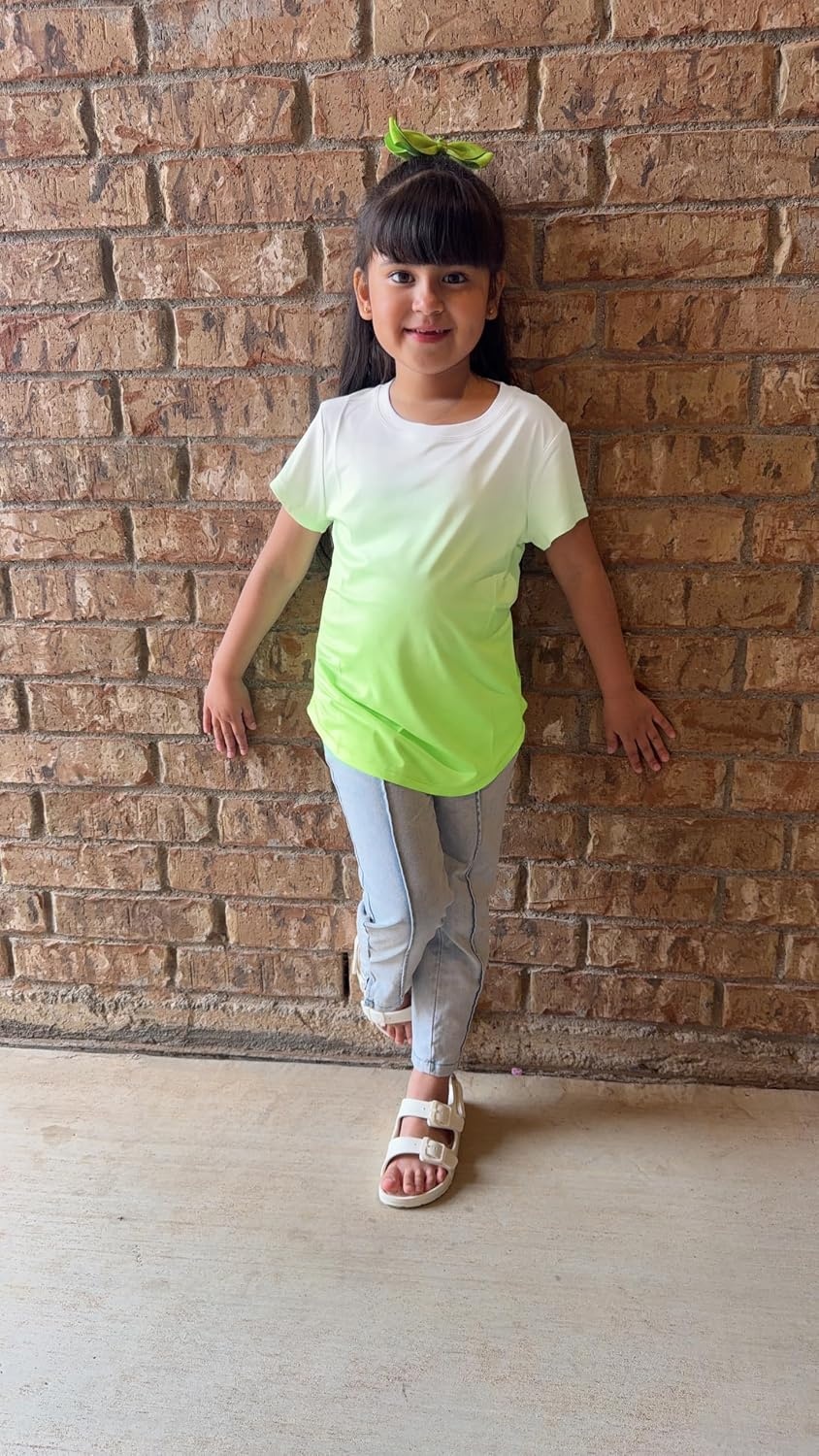 Stelle Girls Athletic Shirts Short Sleeve Running Dry Fit Tops Kids Teens(Neon Yellow)