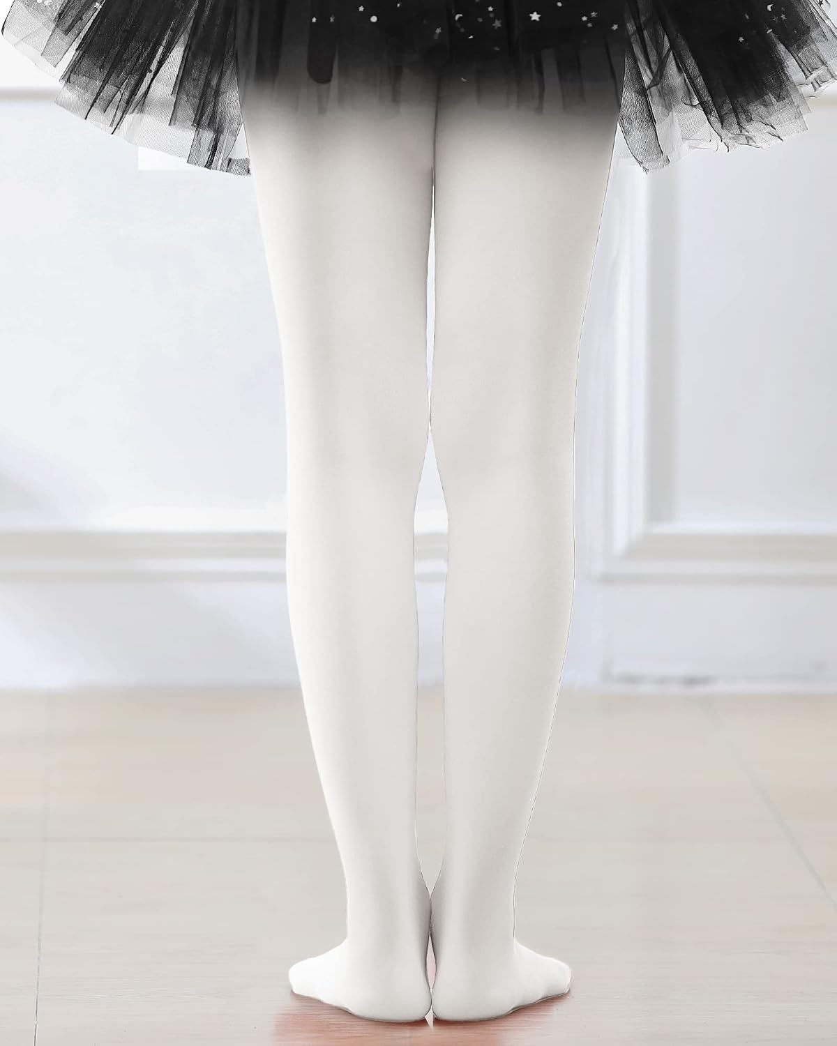 Stelle Girls Ballet Dance Tights Footed for Toddler Kid School Class 2T-15Y(2-pack-white)