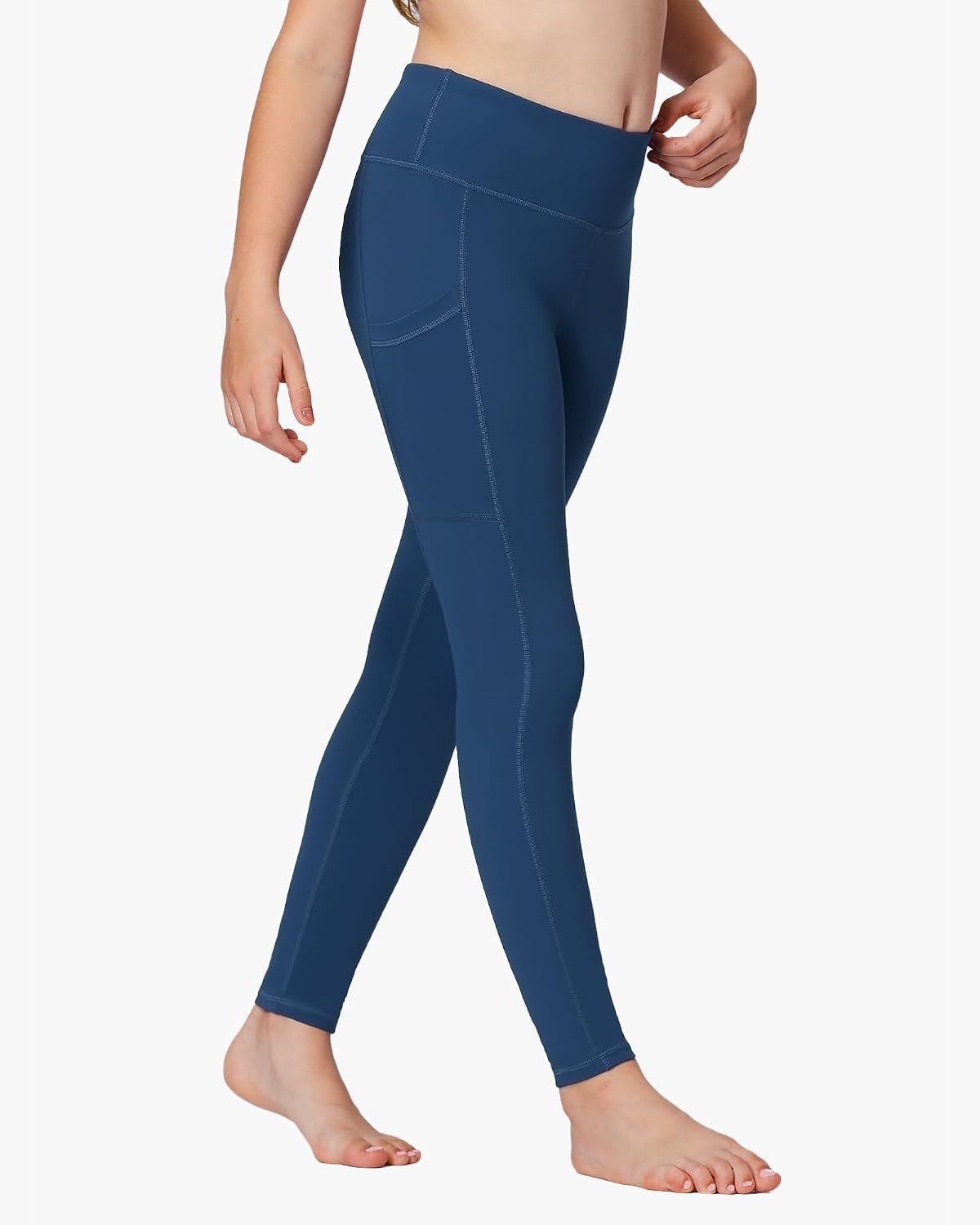 Stelle Girls Leggings with Pockets Kids Dance Yoga Running Athletic Pants(Marine Blue)