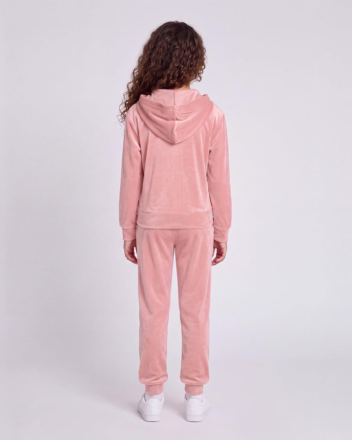 Stelle Girls Velour Tracksuits Zip Up Hoodies Joggers with Pockets 5-15 Y(Rose Clay)