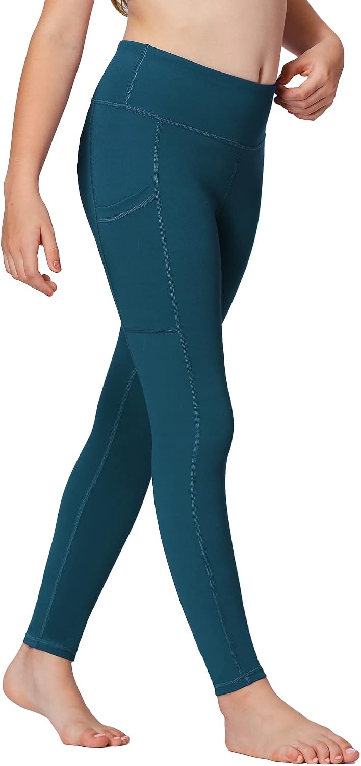 Stelle Girls Leggings with Pockets Kids Dance Yoga Running Athletic Pants(Dark Teal)