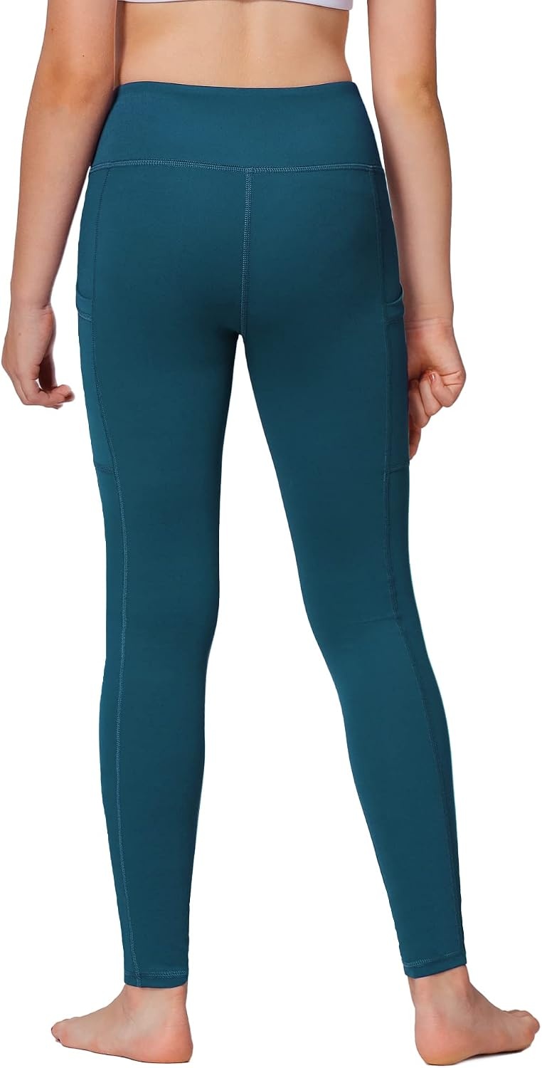 Stelle Girls Leggings with Pockets Kids Dance Yoga Running Athletic Pants(Dark Teal)