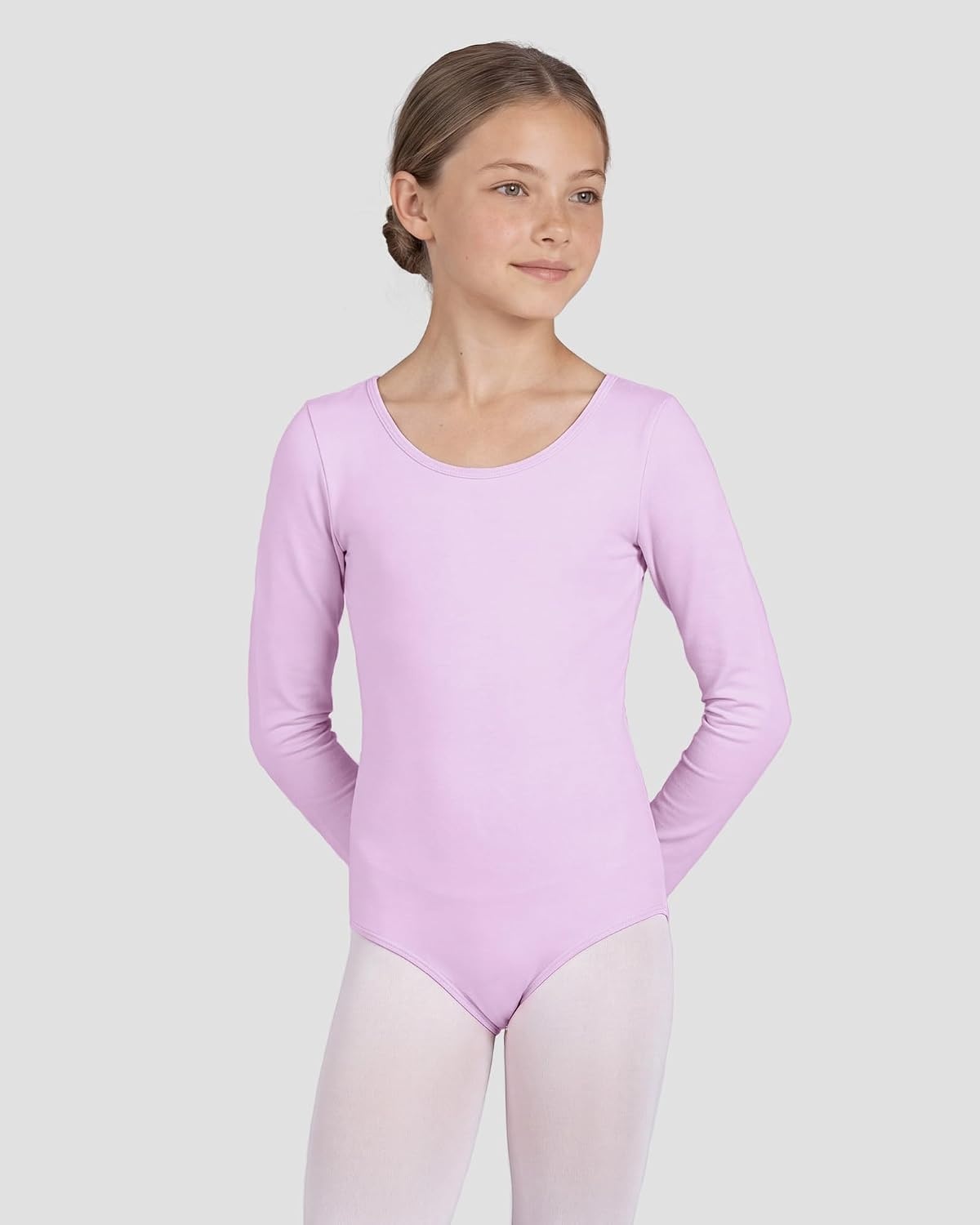 Stelle Ballet Leotards for Girls Long Sleeve Gymnastics Outfits 2-14Y(Lavender)