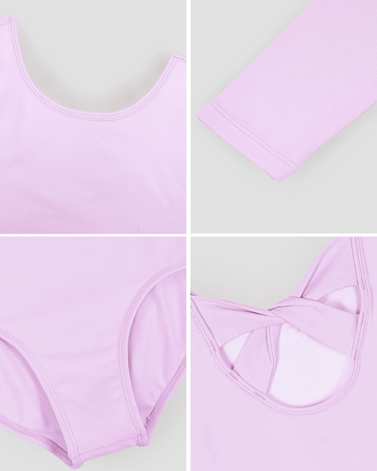Stelle Ballet Leotards for Girls Long Sleeve Gymnastics Outfits 2-14Y(Lavender)
