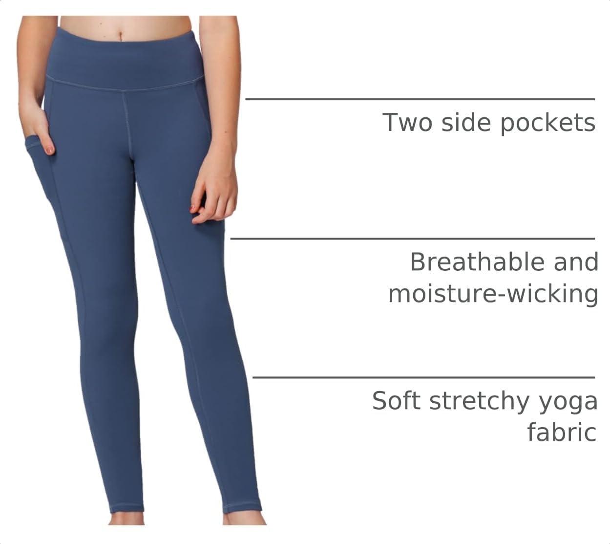 Stelle Girls Leggings with Pockets Kids Dance Yoga Running Athletic Pants(Dark Slate Blue (2 Side Pocket))