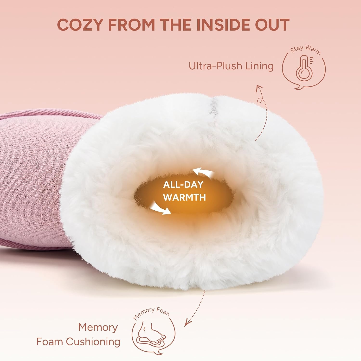 Stelle Girls Winter Boots Faux Fur Lined Fold-Down Collar(Pink)