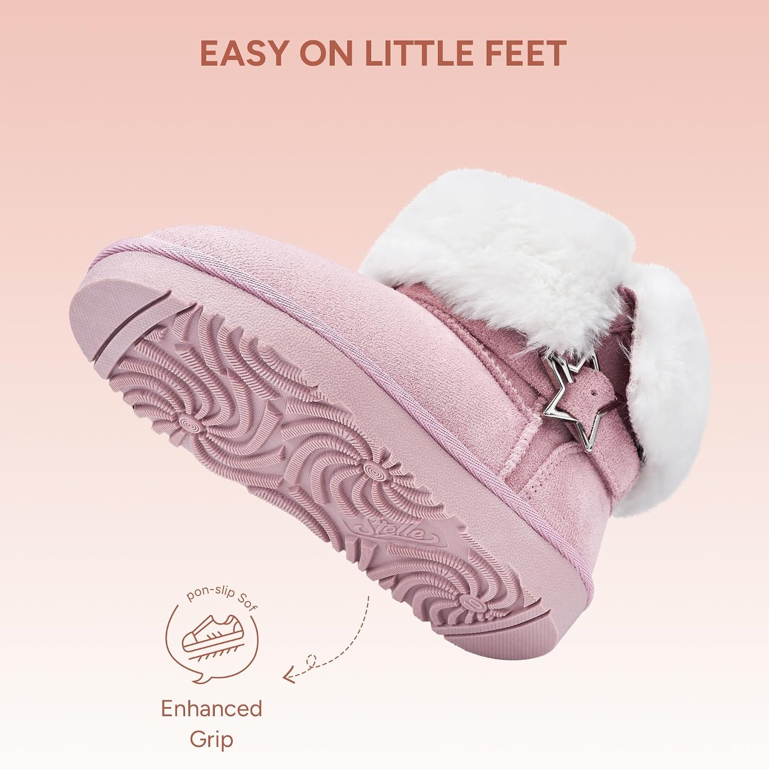 Stelle Girls Winter Boots Faux Fur Lined Fold-Down Collar(Pink)