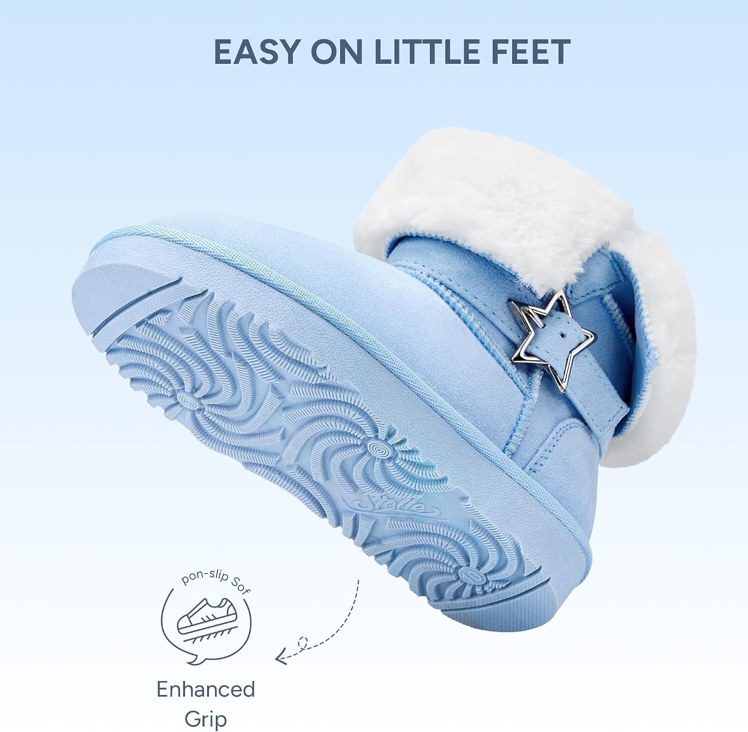 Stelle Girls Winter Boots Faux Fur Lined Fold-Down Collar(Light Blue)